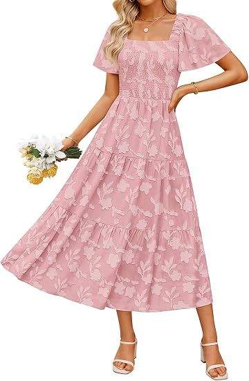 Womens 2026 Summer Boho Wedding Guest Midi Dresses